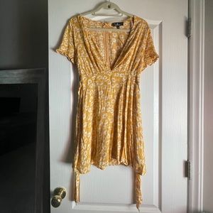 Yellow floral mini dress